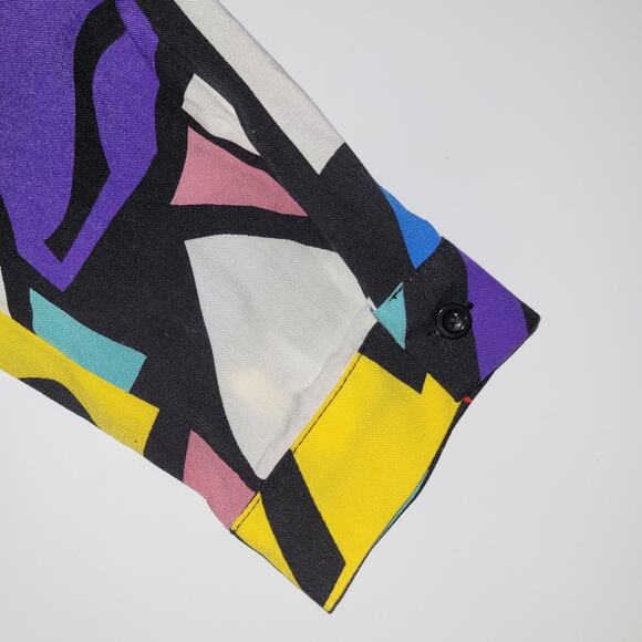NWT Big Dart Abstract Button Front Shirt Size 12 Multi Artsy Festival Maximalist - Picture 5 of 10
